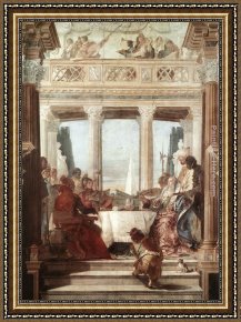 Cleopatra Testing Poisons on Condemned Prisoners Cropped Framed Paintings - The Banquet of Cleopatra by Giovanni Battista Tiepolo