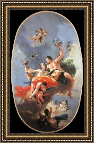Saskia As Flora Framed Paintings - The Triumph of Zephyr and Flora by Giovanni Battista Tiepolo