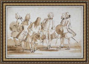 Giovanni Battista Tiepolo Framed Paintings - Venetian Promenade by Giovanni Battista Tiepolo