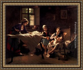 Giovanni Cimabue Framed Paintings - A Happy Family by Giovanni Battista Torriglia