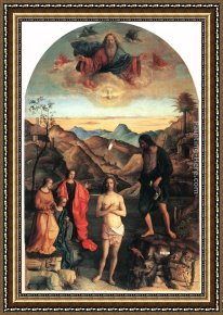 Giovanni Cimabue Framed Paintings - Baptism of Christ by Giovanni Bellini