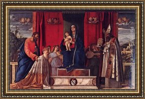 Gentile Bellini Framed Paintings - Barbarigo Altarpiece by Giovanni Bellini
