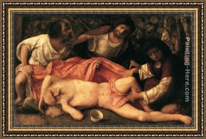 Giovanni Cimabue Framed Paintings - Drunkennes of Noah by Giovanni Bellini