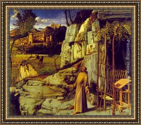 Gentile Bellini Framed Paintings - St. Francis in Ecstasy by Giovanni Bellini