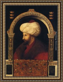 Giovanni Framed Paintings - Sultan Mehmet II. by Giovanni Bellini