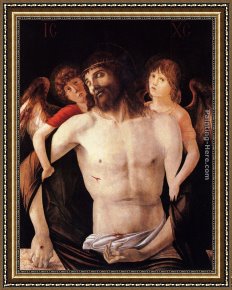 Gentile Bellini Framed Paintings - The Dead Christ Supported by Two Angels by Giovanni Bellini
