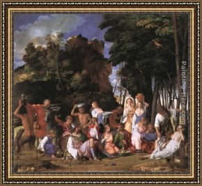 One of Their Gods Framed Paintings - The Feast of the Gods by Giovanni Bellini