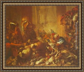 Presentation of Christ in The Temple Framed Paintings - Christ Chasing the Moneylenders from the Temple by Giovanni Benedetto Castiglione