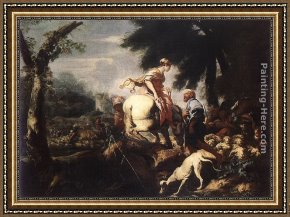 Meeting Framed Paintings - Meeting of Isaac and Rebecca by Giovanni Benedetto Castiglione