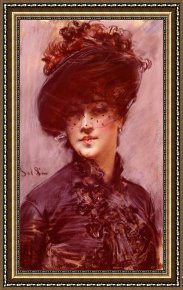 Giovanni Cimabue Framed Paintings - La Femme Au Chapeau Noir by Giovanni Boldini