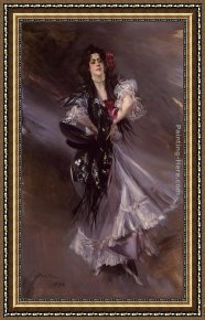 Disembarkation of The Spanish at Vera Cruz (with Portrait of Cortez As a Hunchback) Framed Paintings - Portrait of Anita de la Ferie, 'The Spanish Dancer' by Giovanni Boldini