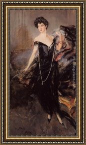 Donna Framed Paintings - Portrait of Donna Franca Florio by Giovanni Boldini