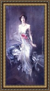 Madame Framed Paintings - Portrait of Madame E. L. Doyen by Giovanni Boldini
