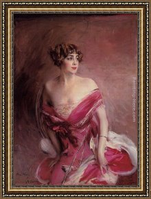 Giovanni Framed Paintings - Portrait of Mlle de Gillespie, 'La Dame de Biarritz' by Giovanni Boldini