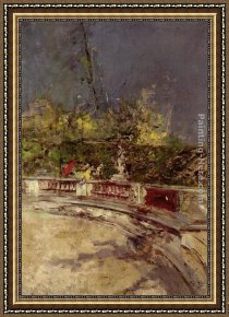 Giovanni Cimabue Framed Paintings - The Red Umbrella by Giovanni Boldini