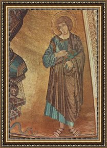 Giovanni Cimabue Framed Paintings - Christ Enthroned between the Virgin and St John the Evangelist (detail) by Giovanni Cimabue