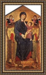 Giovanni Cimabue Framed Paintings - Madonna Enthroned with the Child and Two Angels by Giovanni Cimabue