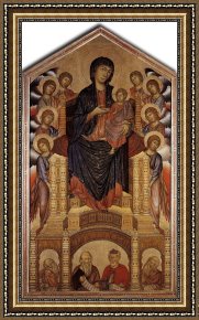 Giovanni Cimabue Framed Paintings - The Madonna in Majesty (Maestà) by Giovanni Cimabue