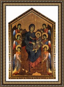 Giovanni Cimabue Framed Paintings - The Virgin And Child In Majesty Surrounded By Six Angels by Giovanni Cimabue
