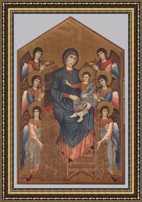 Giovanni Cimabue Framed Paintings - Virgin Enthroned with Angels by Giovanni Cimabue