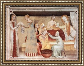 Giovanni Framed Paintings - The Birth of the Virgin by Giovanni da Milano