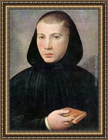 Portrait of a Monk of The Benedictine Order, Holding a Skull Framed Paintings - Portrait of a Young Benedictine by Giovanni Francesco Caroto