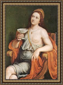 Poisons Framed Paintings - Sophonisba Drinking the Poison by Giovanni Francesco Caroto