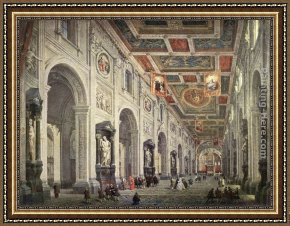 Paolo And Francesca Framed Paintings - Interior of the San Giovanni in Laterano in Rome by Giovanni Paolo Pannini
