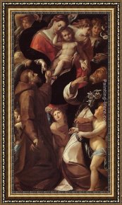 Madonna And Child with Saints And Angels Framed Paintings - Madonna and Child with Saints and Angels by Giulio Cesare Procaccini