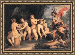 Diana And Acteon Framed Paintings - Diana and Actaeon by Giuseppe Cesari
