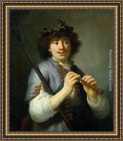 Teunisz Framed Paintings - Rembrandt as a Shepherd by Govert Teunisz Flinck