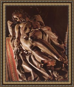 Dead Christ Attended by Two Angels Framed Paintings - The Dead Christ by Gregorio Fernandez