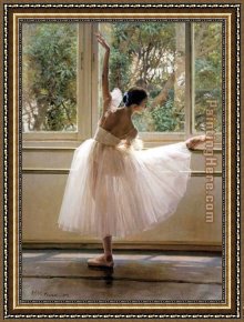 The Goldfish Window Framed Paintings - Exercise at the window by Guan zeju