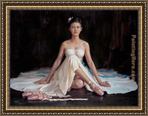 Ballet Framed Paintings - white gauze skirt by Guan zeju