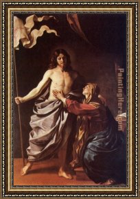 The Engagement of Virgin Framed Paintings - Apparition of Christ to the Virgin by Guercino