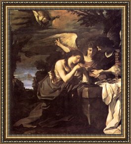 The Angel Appears to Tobias Framed Paintings - Magdalen and Two Angels by Guercino