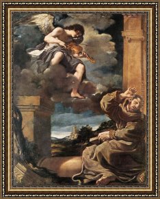 The Angel And Tobias with The Fish Framed Paintings - St Francis with an Angel Playing Violin by Guercino