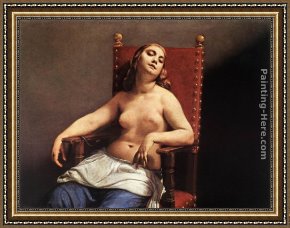 Cleopatra Testing Poisons on Condemned Prisoners Cropped Framed Paintings - The Death Of Cleopatra by Guido Cagnacci