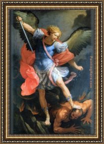 Michael Sowa Pig Framed Paintings - Archangel Michael by Guido Reni
