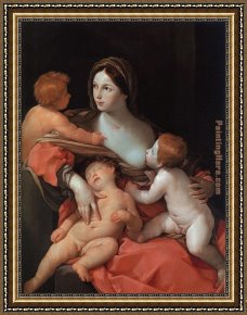 Charity Framed Paintings - Reni Charity by Guido Reni