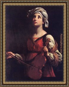 Saint Cecilia Framed Paintings - St Cecilia by Guido Reni