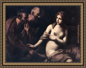 Elders Framed Paintings - Susanna and the Elders by Guido Reni
