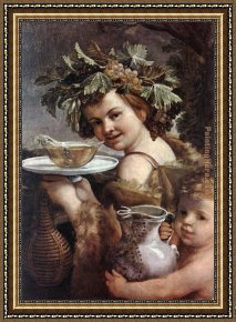 Bacchus And Ariadne Framed Paintings - The Boy Bacchus by Guido Reni