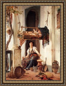 An Algerian Mother And Child Framed Paintings - An Algerian Mother And Child by Guillaume Charles Brun