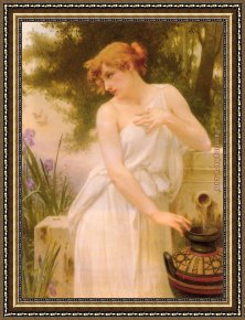 Sleeping Beauty Framed Paintings - Beauty At The Well by Guillaume Seignac