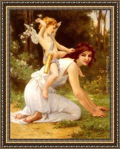 The Education of Cupid Framed Paintings - Cupid's Folly by Guillaume Seignac