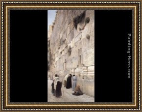 The Lament Framed Paintings - Lament of the Faithful at the Wailing Wall, Jerusalem by Gustav Bauernfeind