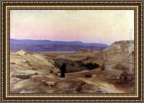 Totes Meer Mit Moabitergebirge, Abendstimmung Framed Paintings - Totes Meer Mit Moabitergebirge, Abendstimmung by Gustav Bauernfeind