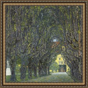 Boating in Central Park Framed Paintings - Allee im Park von Schloss Kammer by Gustav Klimt
