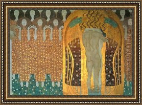 Gustav Klimt Framed Paintings - Beethoven Frieze by Gustav Klimt